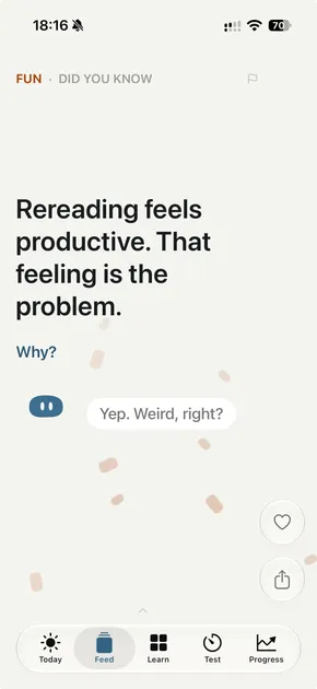 The Mito Feed: a short learning card about why rereading can feel more productive than it is